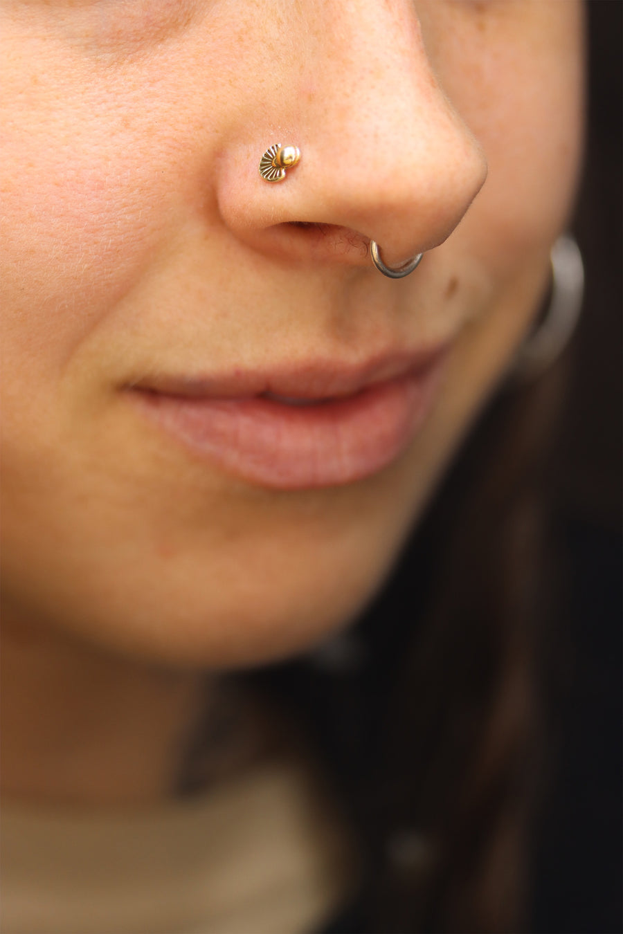 14k Gold Stamped Nose Stud