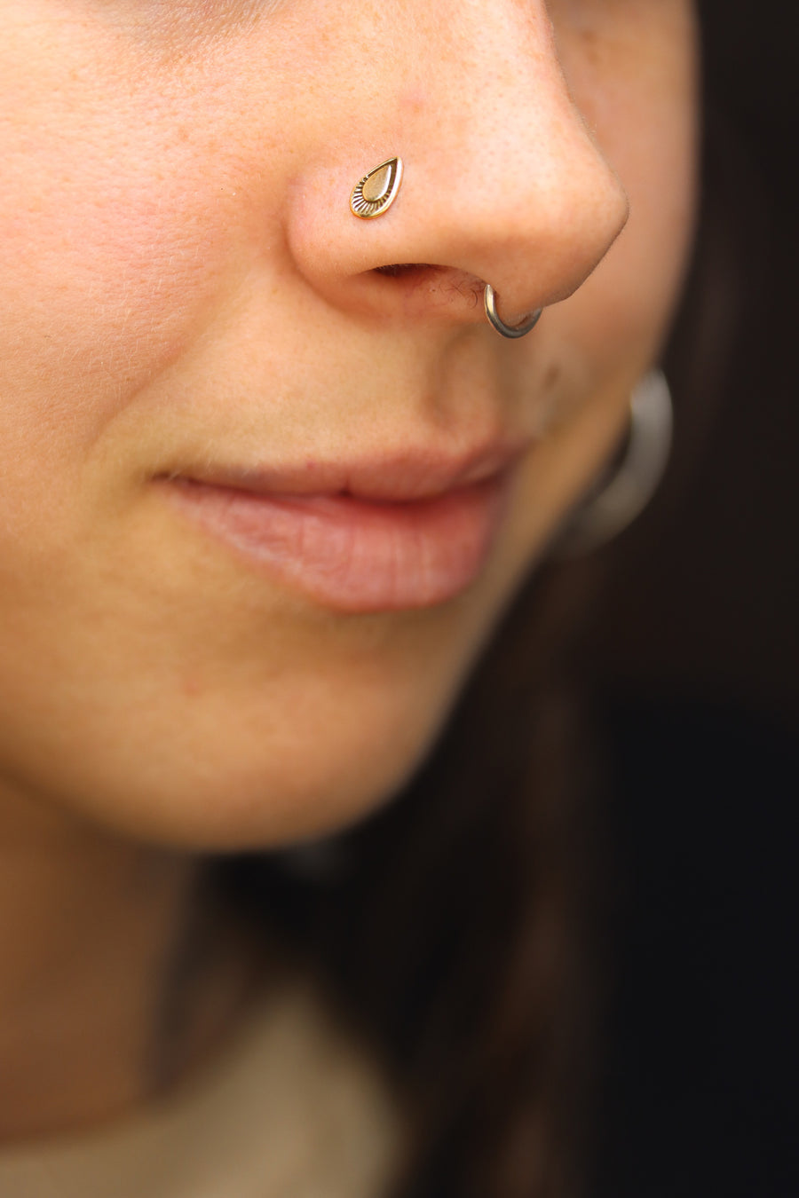 14k Gold Stamped Nose Stud