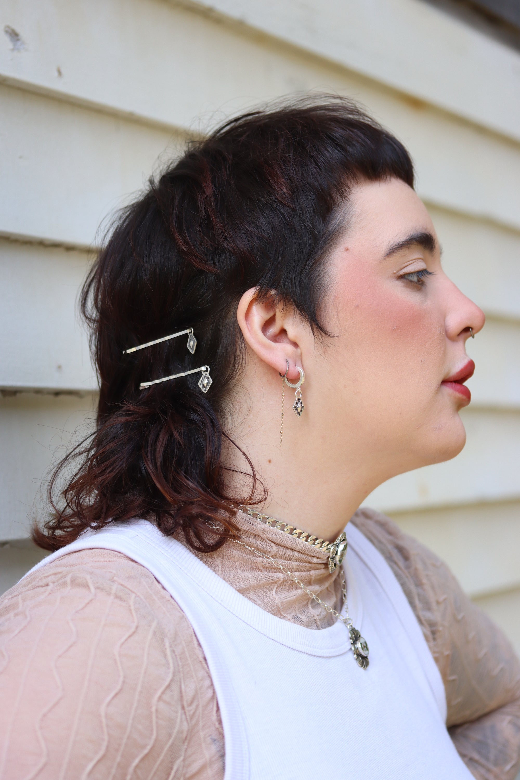 Stamped Huggie Hoops